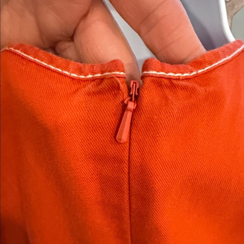 Bileu Anthropologie Sleeveless Orange A-Line Dress with Contrast Stitching sz 8 - Picture 9 of 12